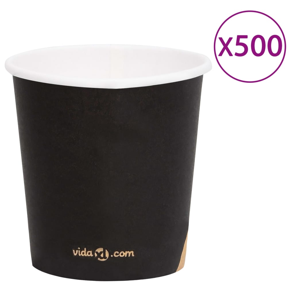 vidaXL Pahare de cafea de hârtie, 500 buc., negru, 120 ml vidaXL
