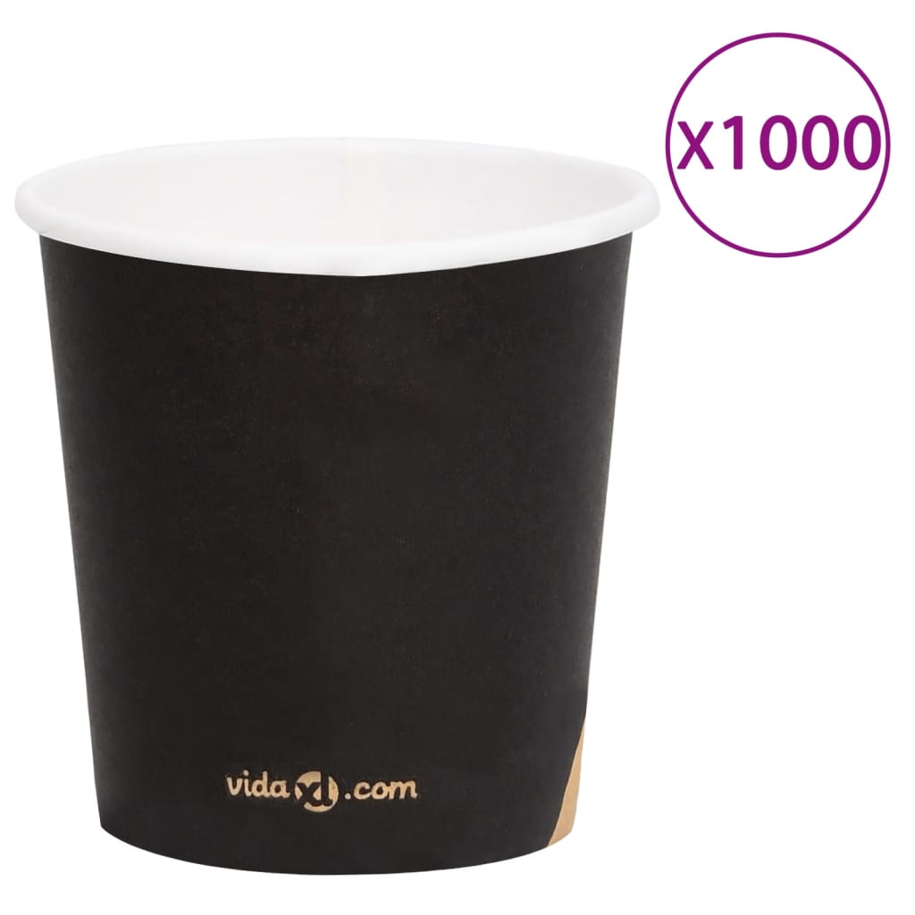 vidaXL Pahare de cafea de hârtie, 1000 buc., negru, 120 ml vidaXL