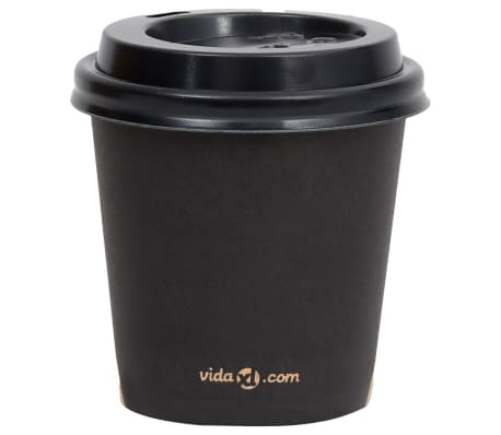 vidaXL Tasses à café en papier avec couvercles 120 ml 250 pcs Noir