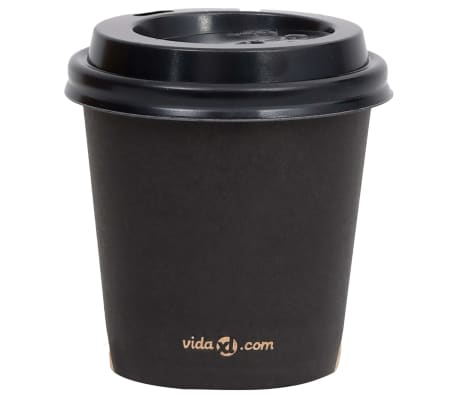 vidaXL Coffee Paper Cups with Lids 120 ml 500 pcs Black