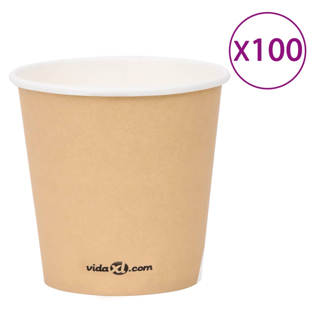 vidaXL Pahare de cafea de hârtie, 100 buc., maro, 120 ml vidaXL