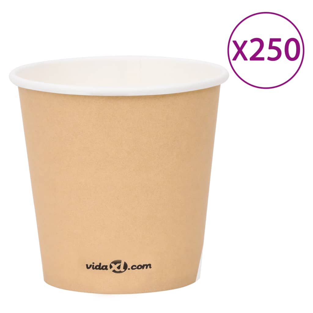 vidaXL Pahare de cafea de hârtie, 250 buc., maro, 120 ml vidaXL
