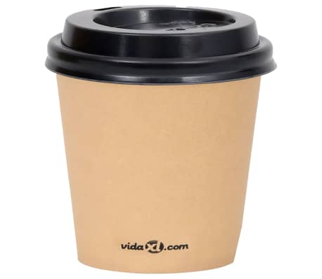 vidaXL Copos de café em papel com tampas 120 ml 250 pcs castanho