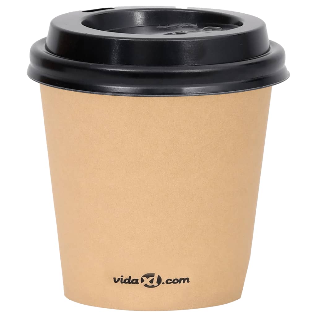 vidaXL Kaffepapirkopper med lokk 120 ml 1000 stk brun