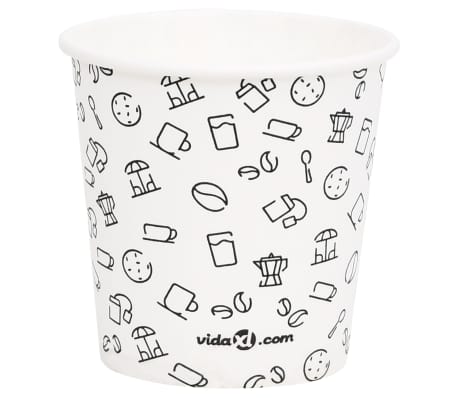 vidaXL Tasses à café en papier 120 ml 100 pcs Blanc et noir