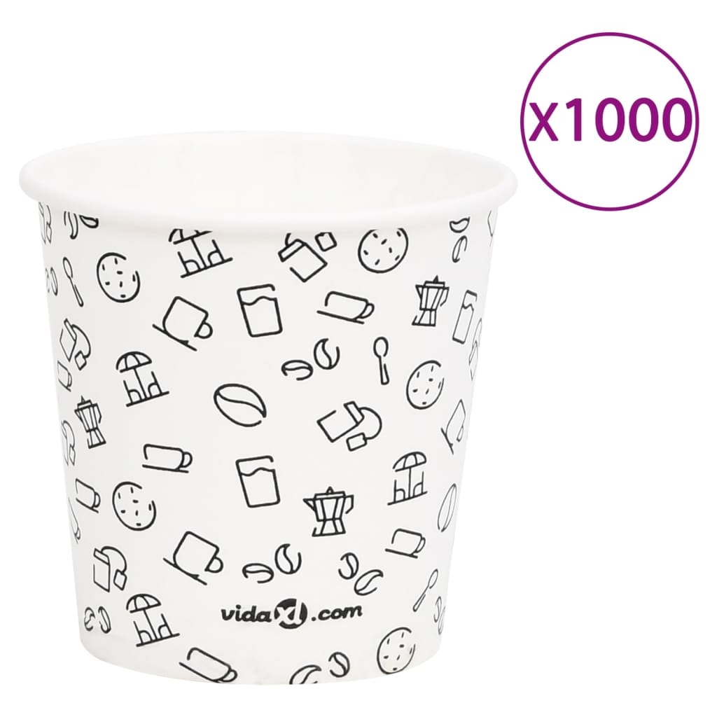 vidaXL Pahare de cafea de hârtie, 1000 buc., alb și negru, 120 ml vidaXL