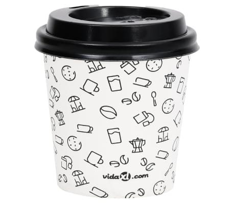 vidaXL Tasses à café en papier et couvercles 120 ml 1000pcs Blanc/noir