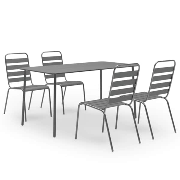 vidaXL 5-osaline aiam&ouml;&ouml;blikomplekt, teras, tumehall