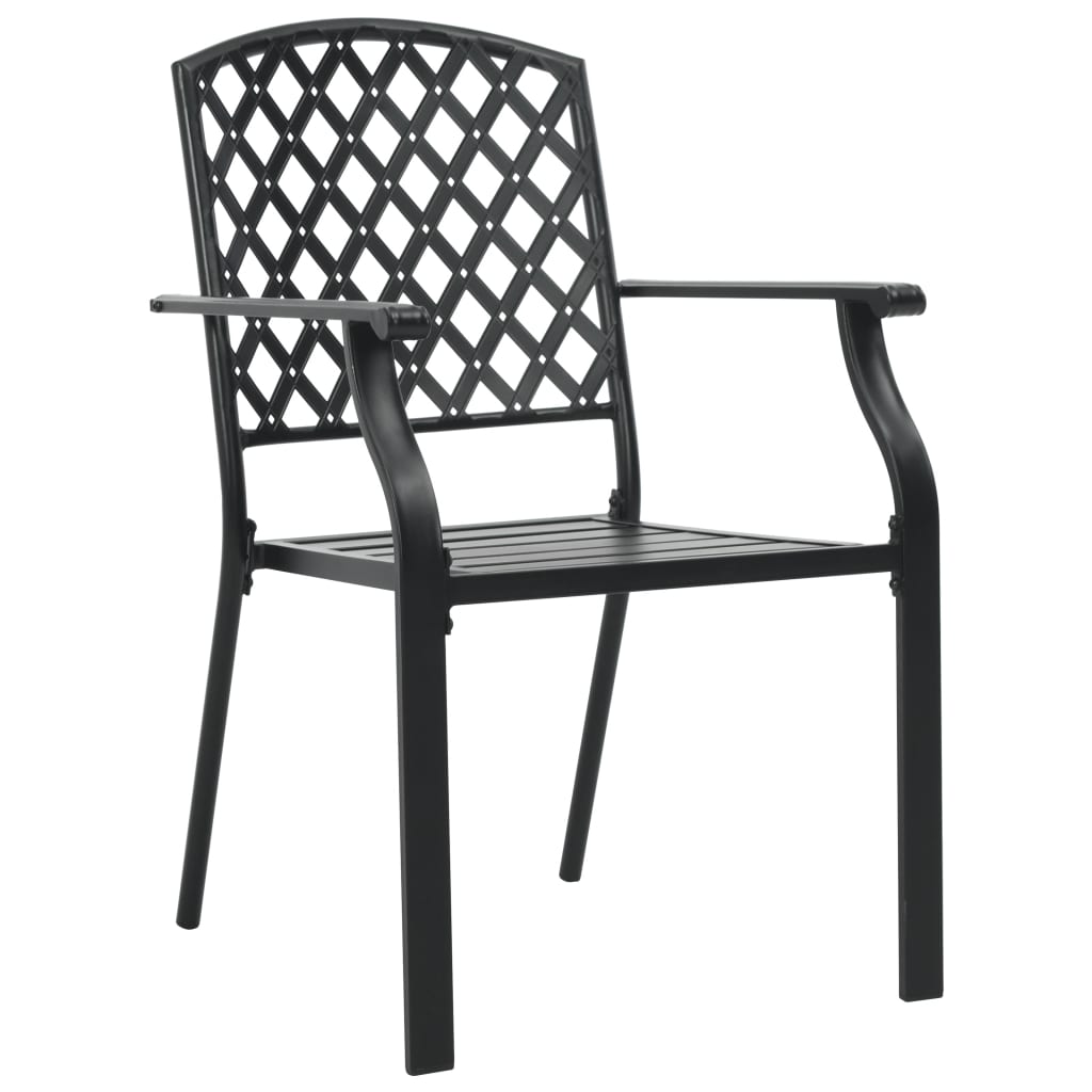 Set mobilier de grădină, 5 piese, negru, oțel