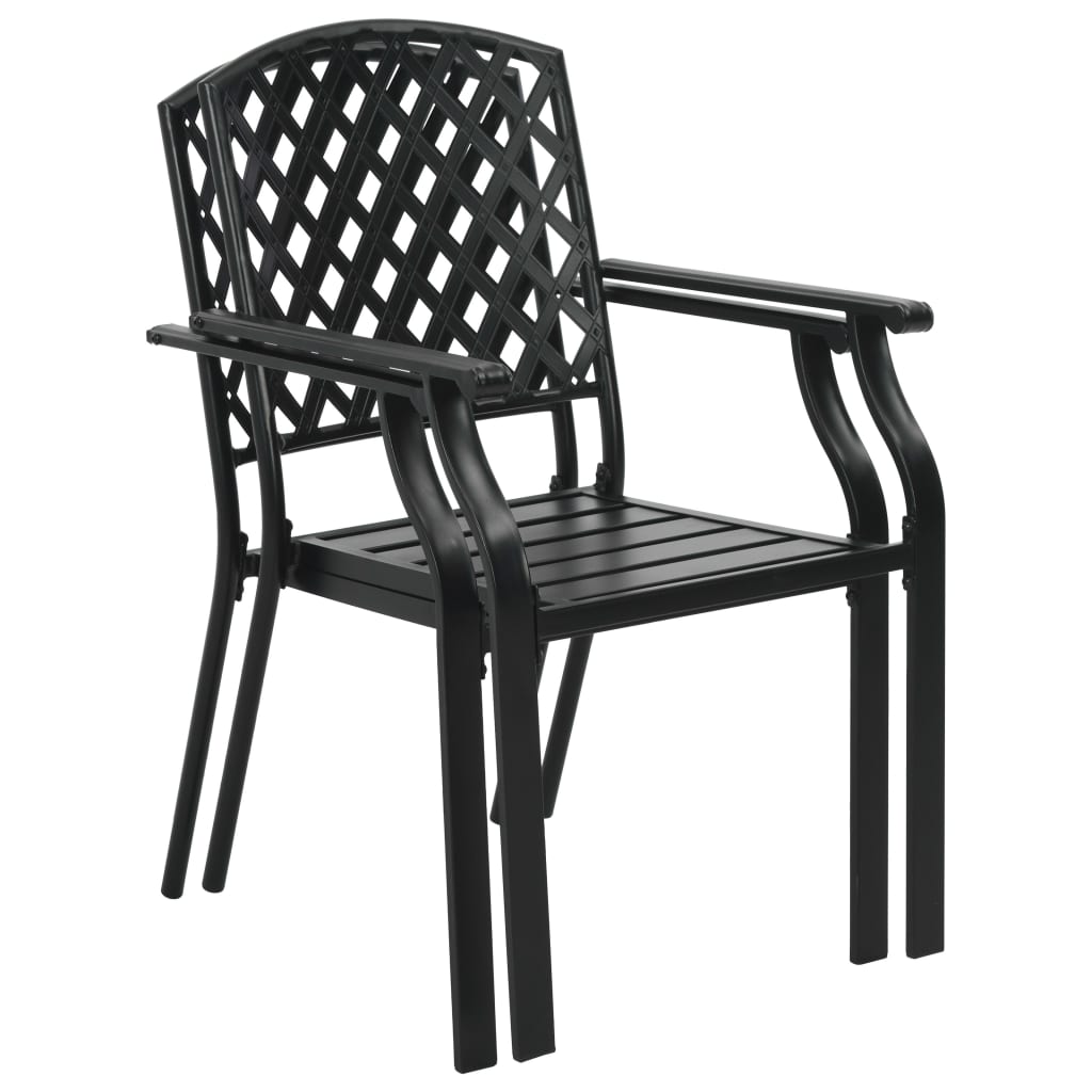 Set mobilier de grădină, 5 piese, negru, oțel