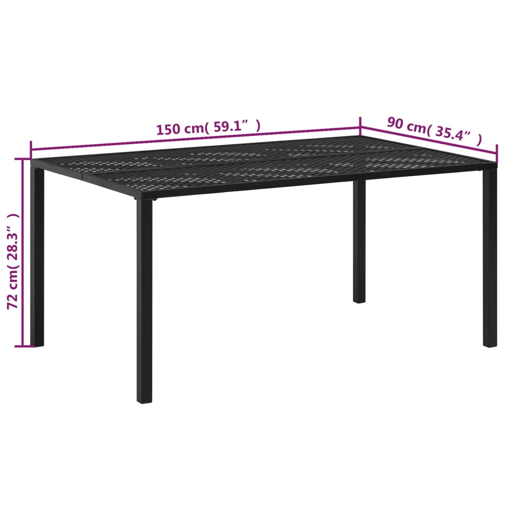 Set mobilier de grădină, 5 piese, negru, oțel
