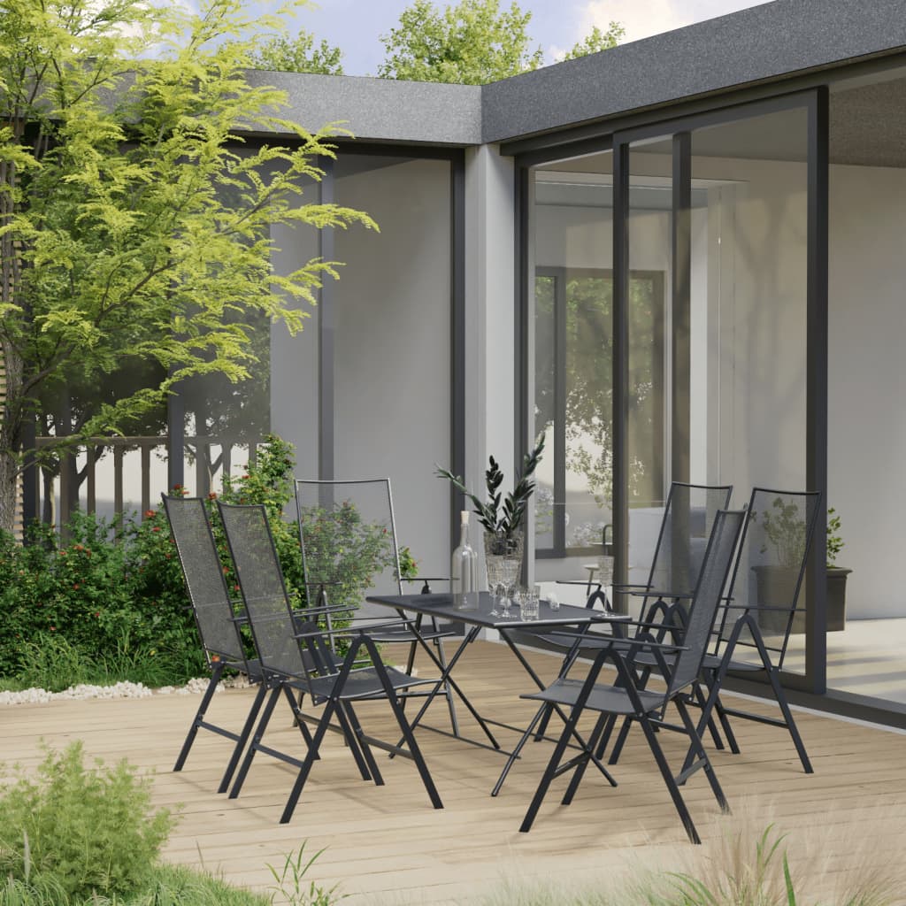 Ensemble de salle à manger de jardin 7 pcs Acier Anthracite