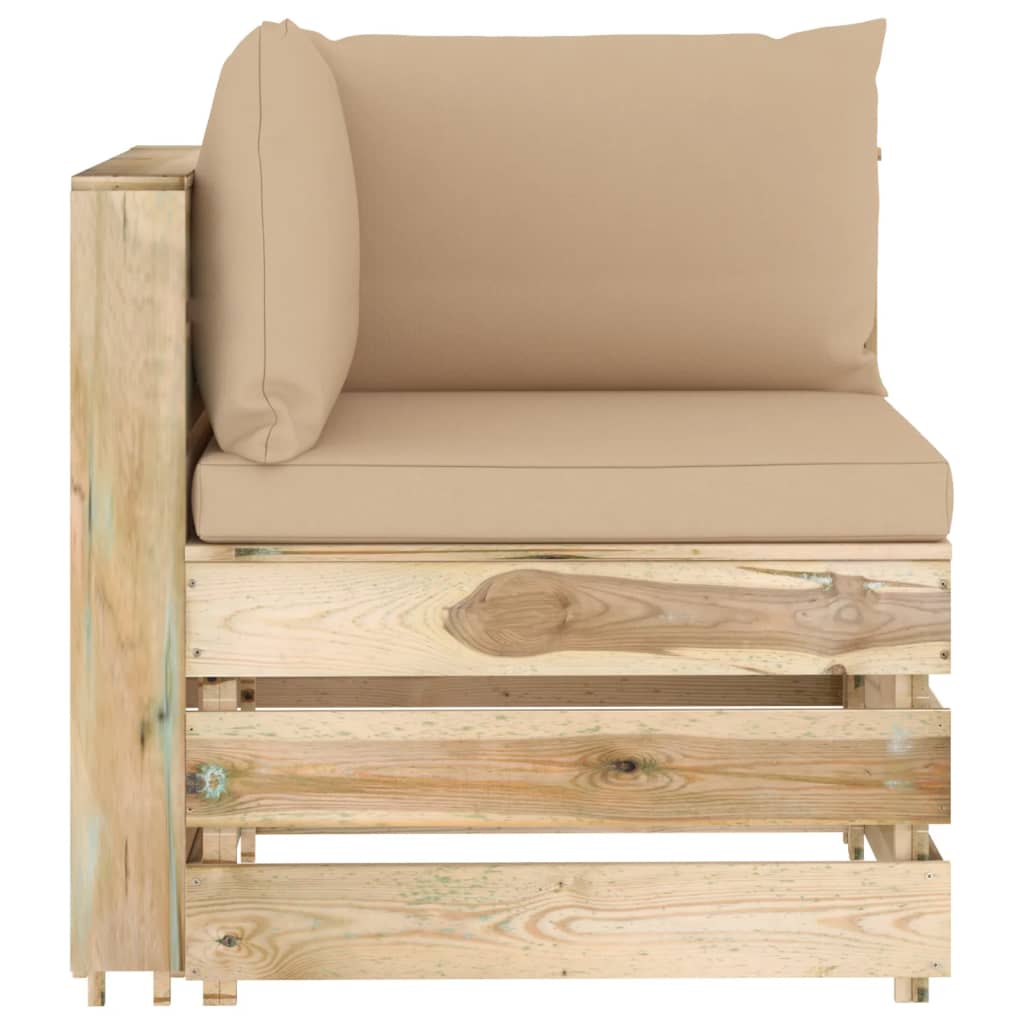 Thumbnail - vidaXL Modulares Ecksofa mit Kissen Grün Imprägniertes Holz