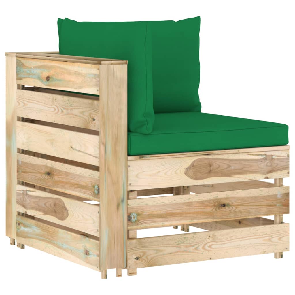 vidaXL Canapea de colț modulară cu perne, lemn verde tratat
