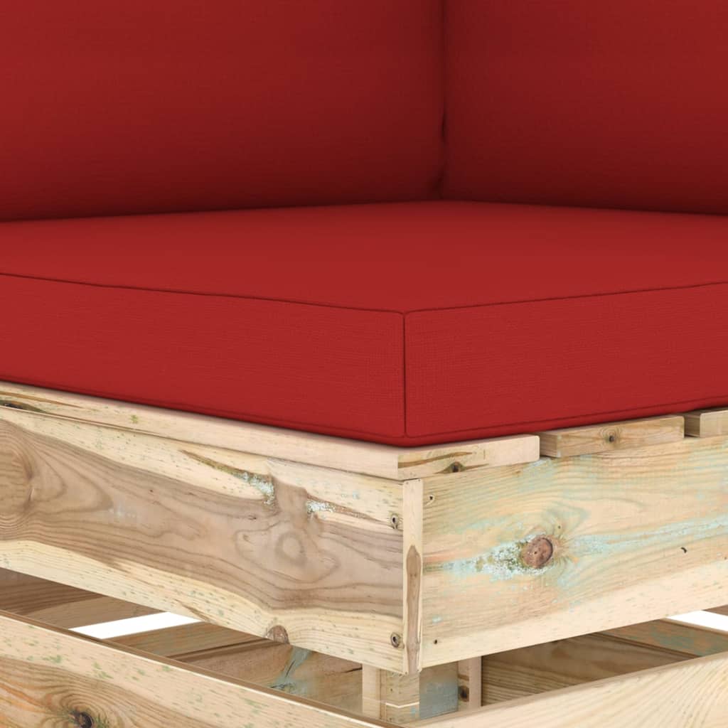 Modularna kutna sofa s jastucima od zeleno impregniranog drva