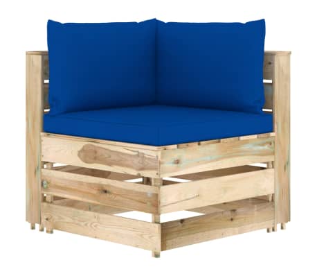 vidaXL Modulares Ecksofa mit Kissen Grün Imprägniertes Holz