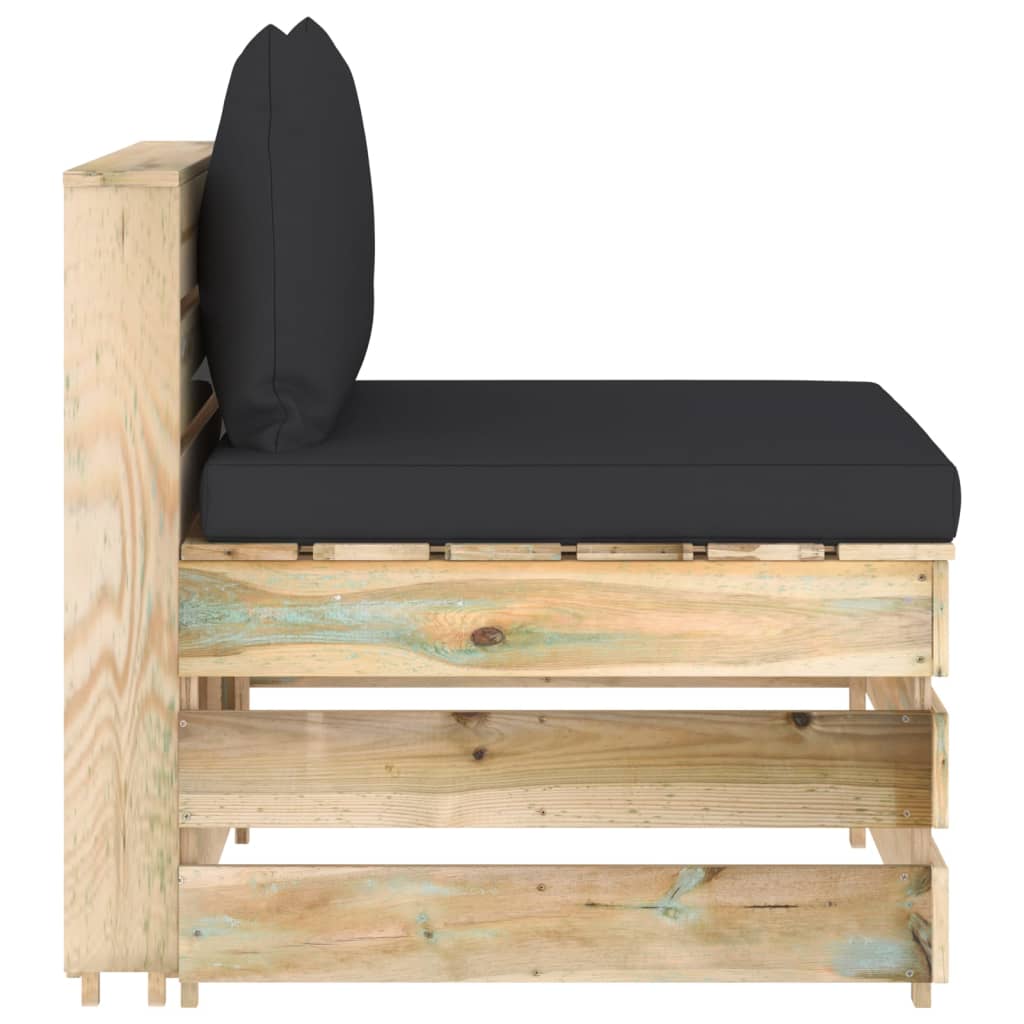 Thumbnail - vidaXL Modulares Mittelsofa mit Kissen Grün Imprägniertes Holz