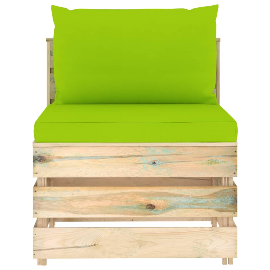 Canapea de mijloc modulară cu perne, lemn verde tratat