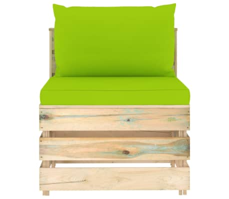 vidaXL Sof&aacute; de centro seccional c/ almofad&otilde;es madeira impreg. verde