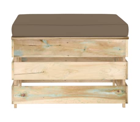 vidaXL Sectional Ottoman með Púða Grænn Gagnvarinn Viður