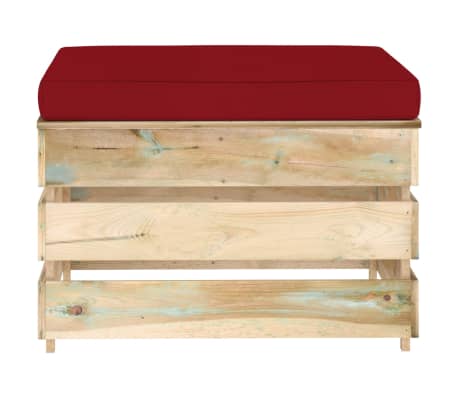 vidaXL Modulare Ottomane mit Kissen Gr&uuml;n Impr&auml;gniertes Holz