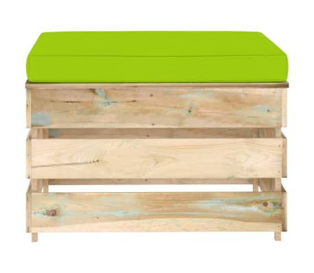 vidaXL Pouf sectionnel avec coussin Bois imprégné de vert