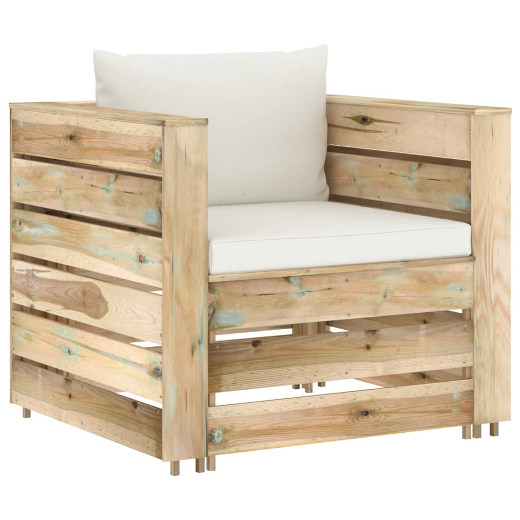 vidaXL 2-delige Loungeset met kussens groen geïmpregneerd hout afbeelding