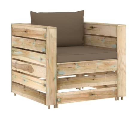 vidaXL 2 r&eacute;szes z&ouml;ld impregn&aacute;lt fa kerti t&aacute;rsalg&oacute; p&aacute;rn&aacute;kkal