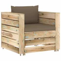 vidaXL Muebles de jard&iacute;n 2 piezas con cojines madera impregnada verde