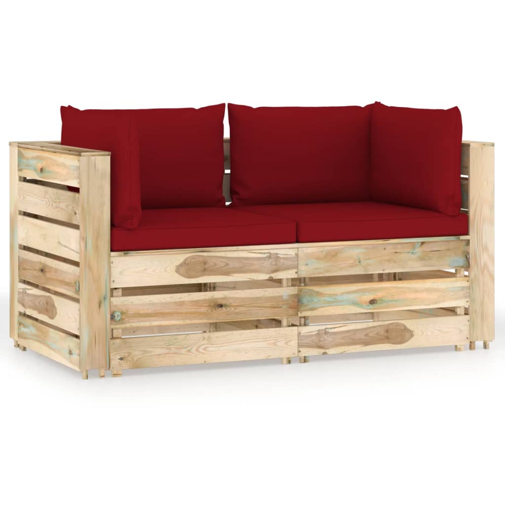 2-Sitzer-Gartensofa mit Kissen Grün Imprägniertes Holz kaufen