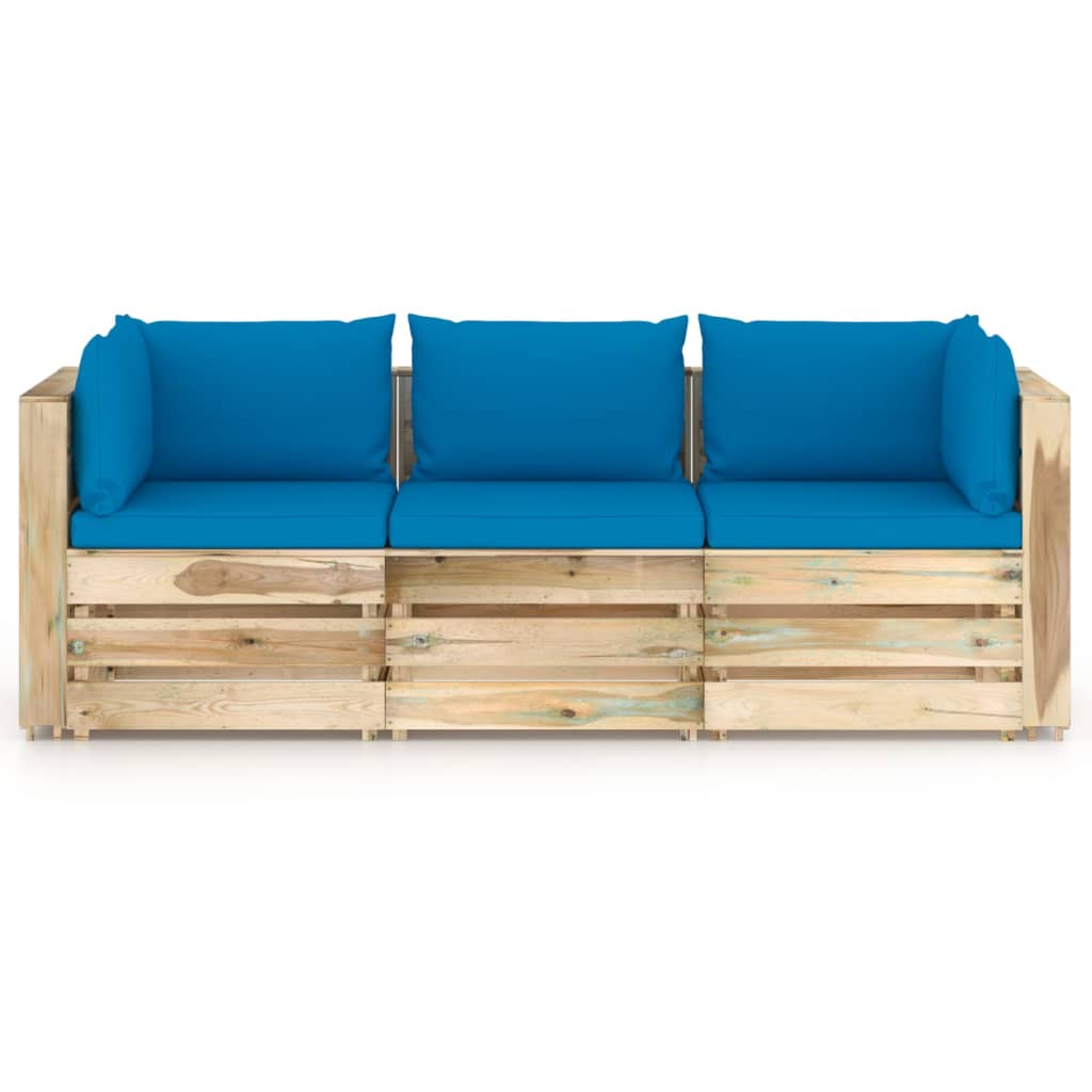 VIDAXL Ogrodowa Sofa 3-os Z Poduszkami, Impregnowane Na Zielono Drewno 15 VIDAXL Ogrodowa Sofa 3-os Z Poduszkami, Impregnowane Na Zielono Drewno -Building Materials Shop 8720286455418 g en hd 1