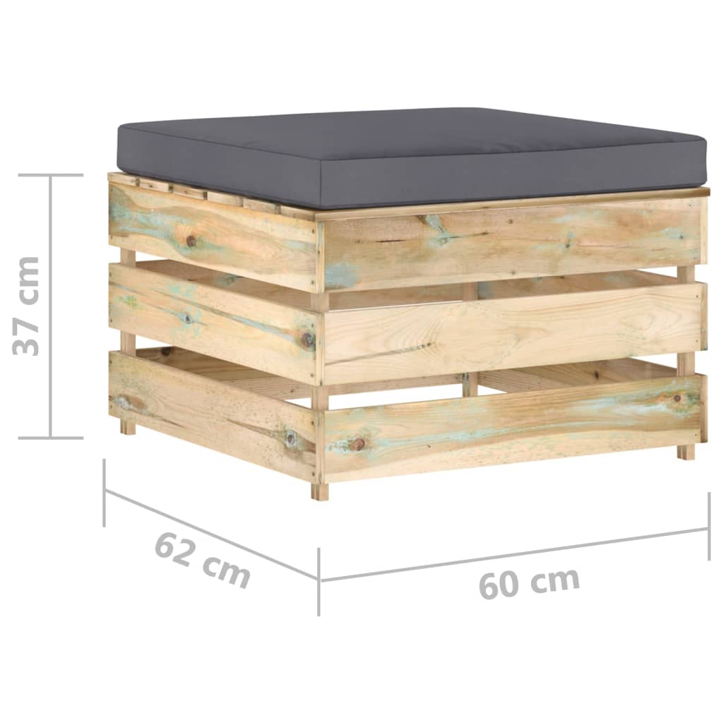 Set mobilier de grădină cu perne, 4 piese, lemn verde tratat