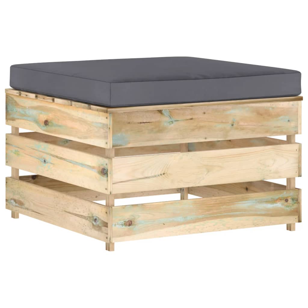 Set mobilier de grădină cu perne, 4 piese, lemn verde tratat