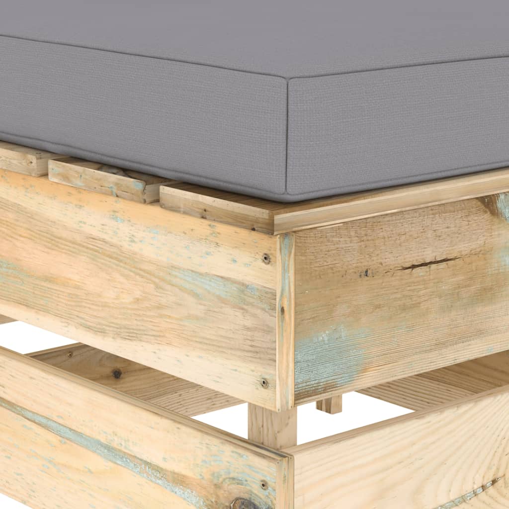 Градински лаундж комплект 4 части възглавници зелен импрегниран