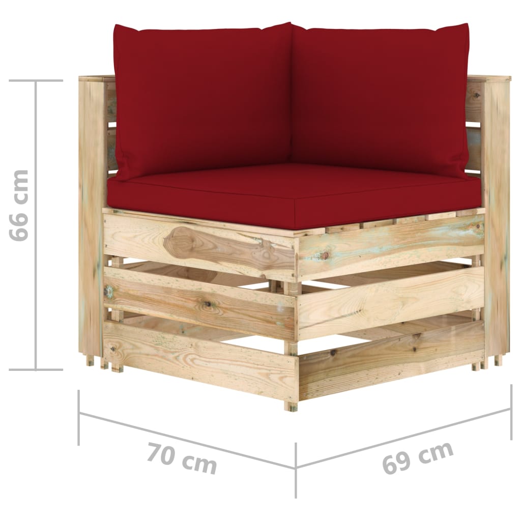 4-tlg. Garten-Lounge-Set mit Kissen Grün Imprägniertes Holz kaufen 9