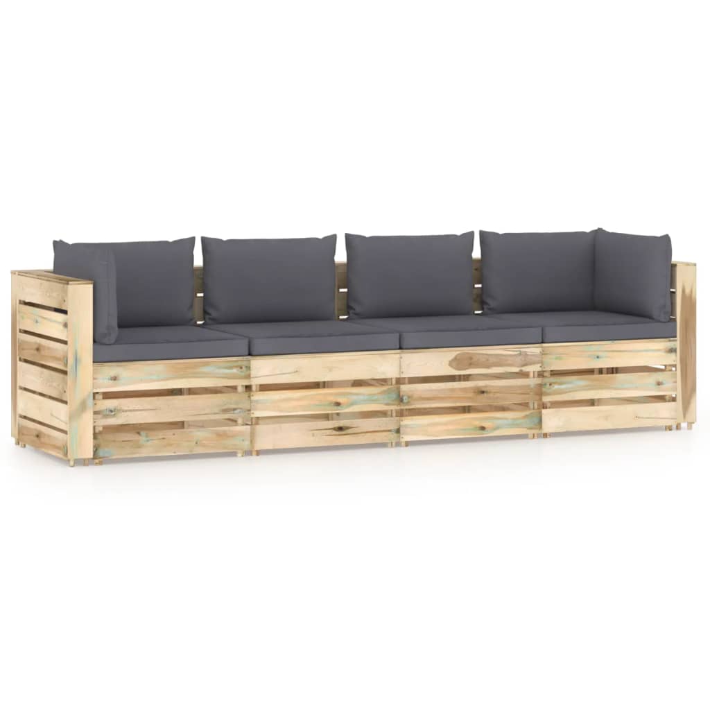 4-Sitzer-Gartensofa mit Kissen Grün Imprägniertes Holz kaufen