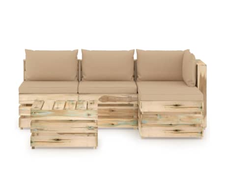 vidaXL Sodo komplektas su pagalvėlėmis, 5 dalių, impregnuota mediena