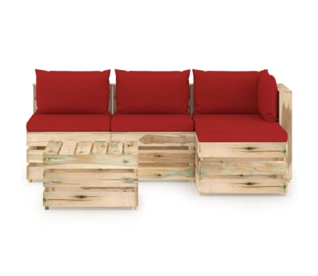 vidaXL Sodo komplektas su pagalvėlėmis, 5 dalių, impregnuota mediena