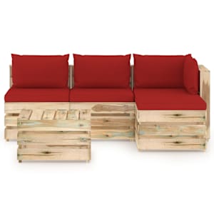 vidaXL Sodo komplektas su pagalvėlėmis, 5 dalių, impregnuota mediena