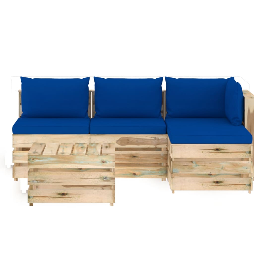 

vidaXL 5-delige Loungeset met kussens groen geïmpregneerd hout