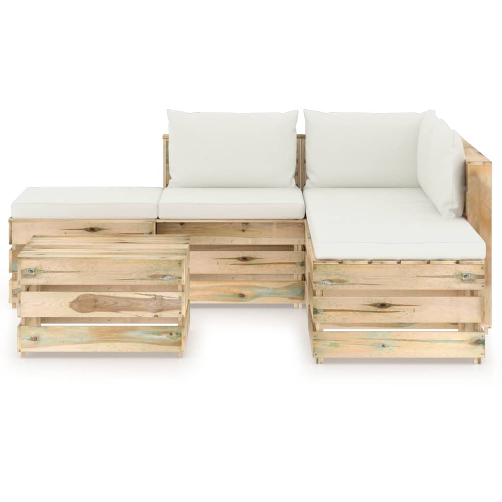 

vidaXL 6-delige Loungeset met kussens groen geïmpregneerd hout