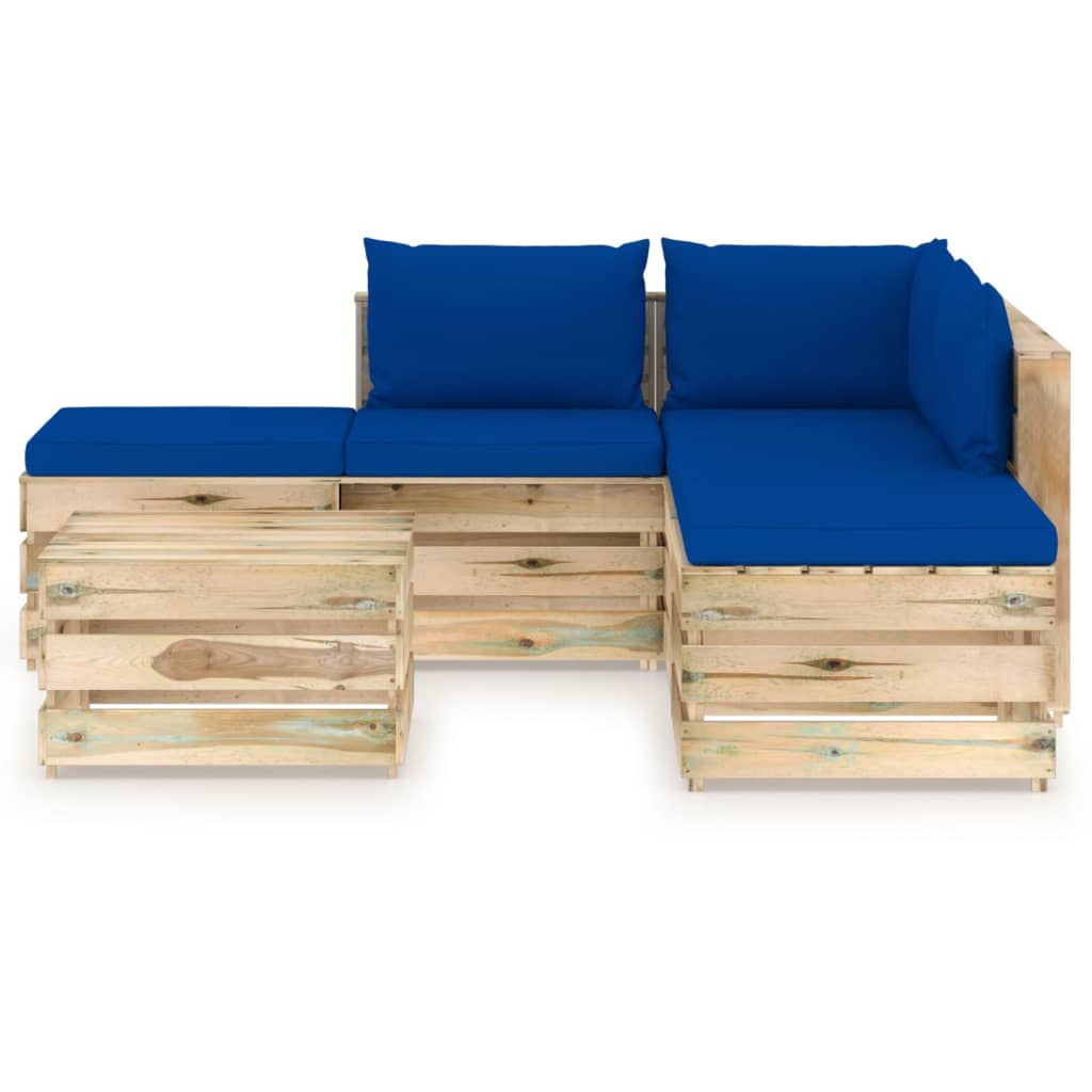 

vidaXL 6-delige Loungeset met kussens groen geïmpregneerd hout