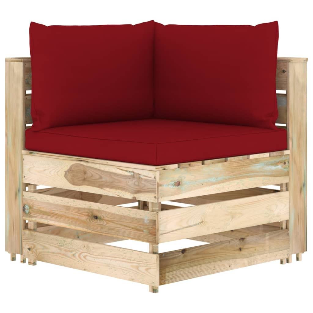 6-tlg. Garten-Lounge-Set mit Kissen Grün Imprägniertes Holz kaufen 3