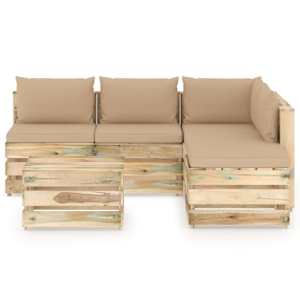 vidaXL Sodo komplektas su pagalvėlėmis, 6 dalių, impregnuota mediena