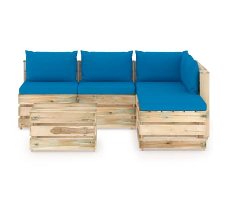 vidaXL Sodo komplektas su pagalvėlėmis, 6 dalių, impregnuota mediena