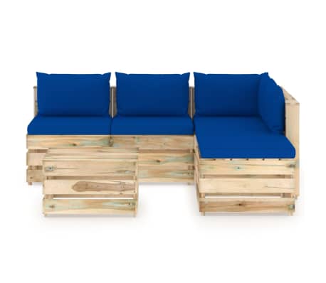 vidaXL Sodo komplektas su pagalvėlėmis, 6 dalių, impregnuota mediena