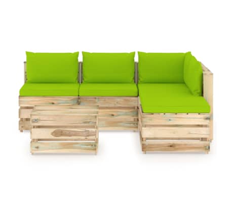 vidaXL Sodo komplektas su pagalvėlėmis, 6 dalių, impregnuota mediena