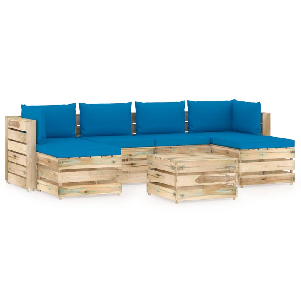 Poza vidaXL Set mobilier gradina cu perne, 7 piese, lemn verde tratat