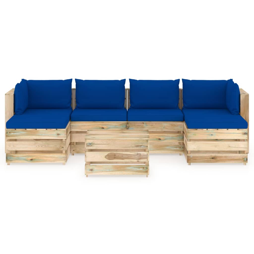 vidaXL Set mobilier de grădină cu perne, 7 piese, lemn verde tratat Gradina imagine noua