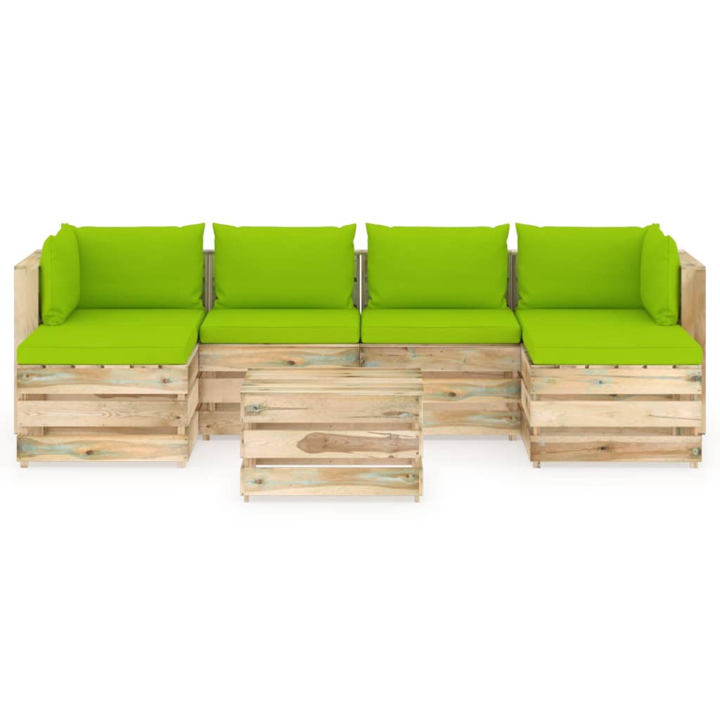 

vidaXL 7-delige Loungeset met kussens groen geïmpregneerd hout